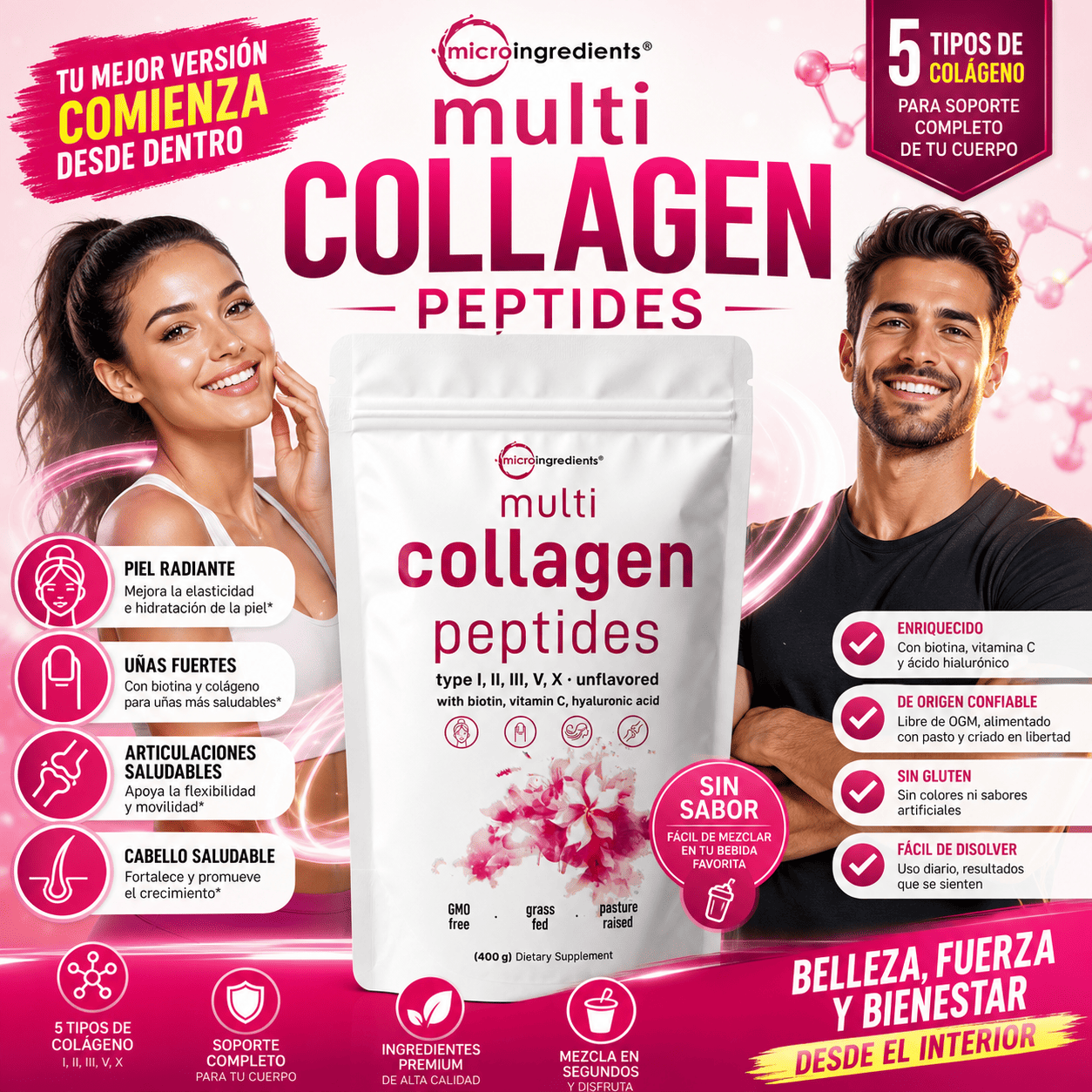 Beauty Multi Collagen Glow 400 g  OFERTA 2x1 a S/99 💥Pack Promo: segunda unidad GRATIS