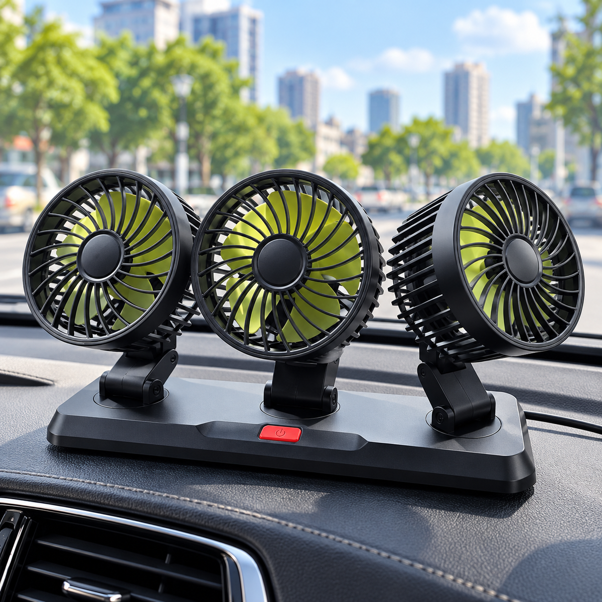 VENTILADOR TRIPLE PARA AUTO 360° – 12V