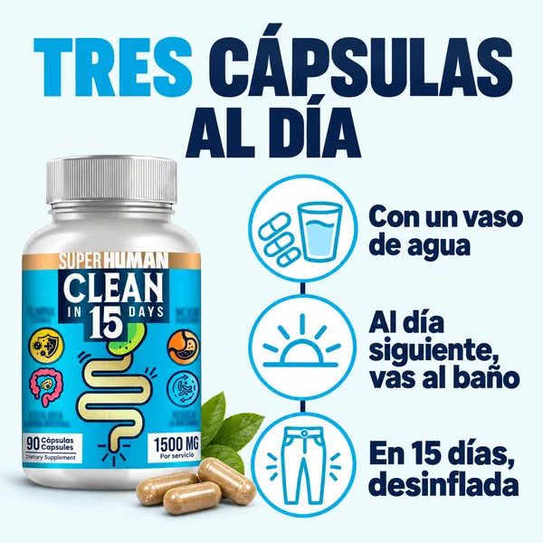 Clean15 SUPERHUMAN, limpieza de colon en 15 días, 90 cápsulas