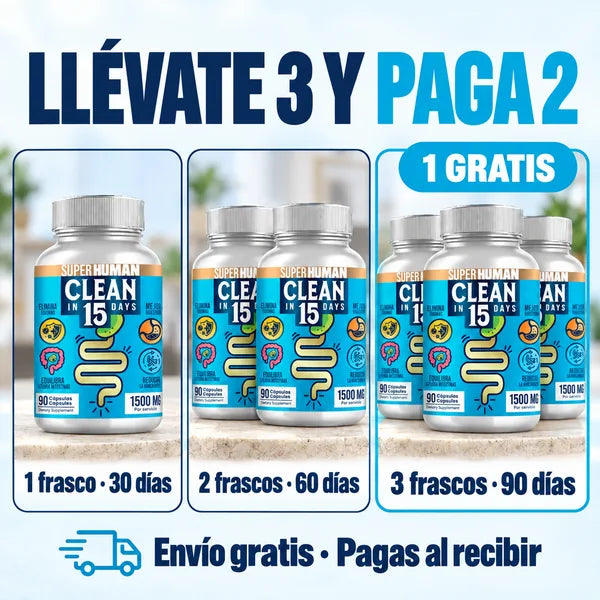 Clean15 SUPERHUMAN, limpieza de colon en 15 días, 90 cápsulas