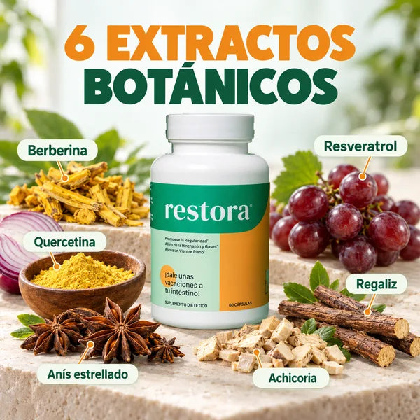 Restora · Sácate esa caca pegada de una vez · 60 cápsulas