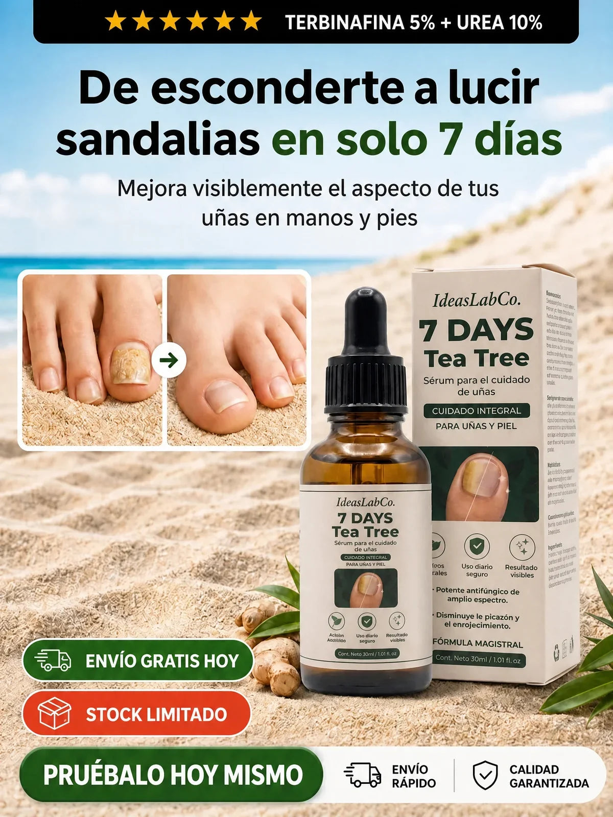 7 DAYS Tea Tree – Sérum Antihongos para Uñas (30 ml)