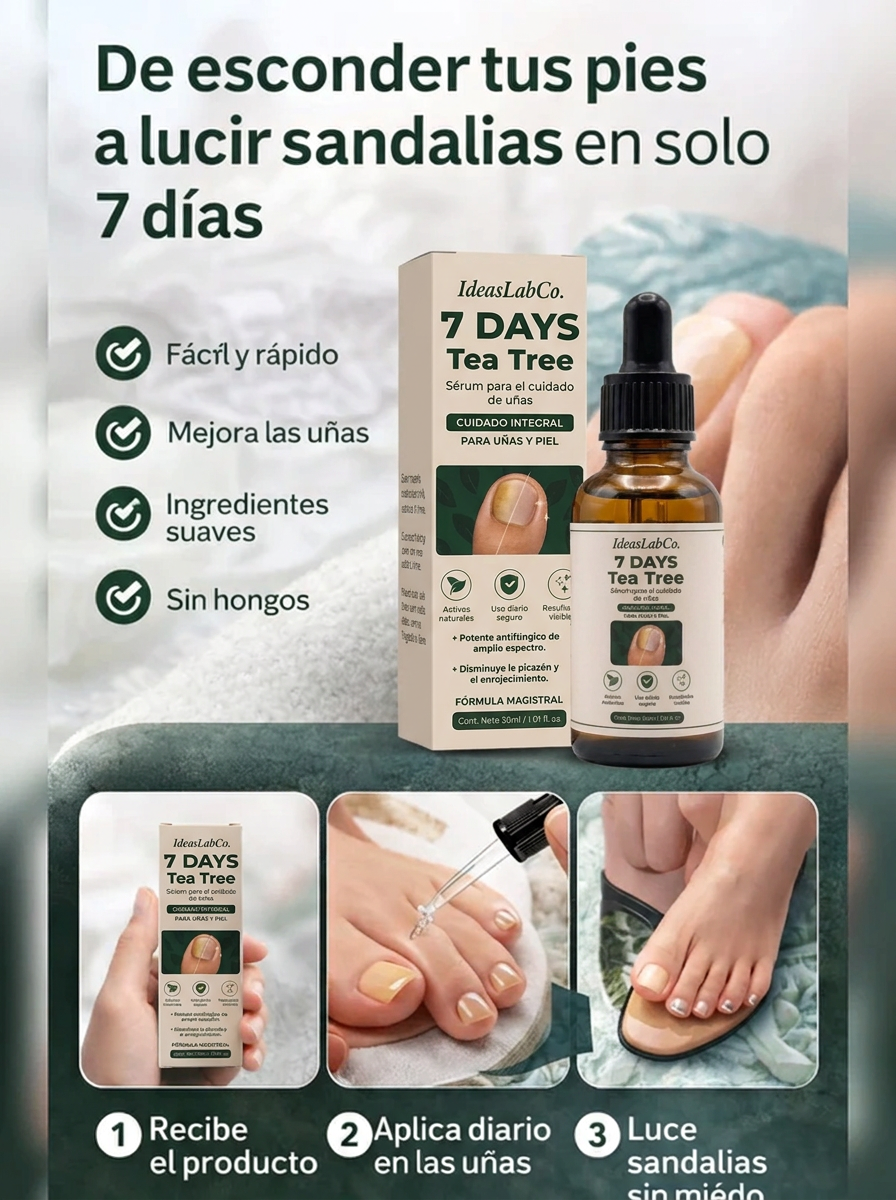 7 DAYS Tea Tree – Sérum Antihongos para Uñas (30 ml)