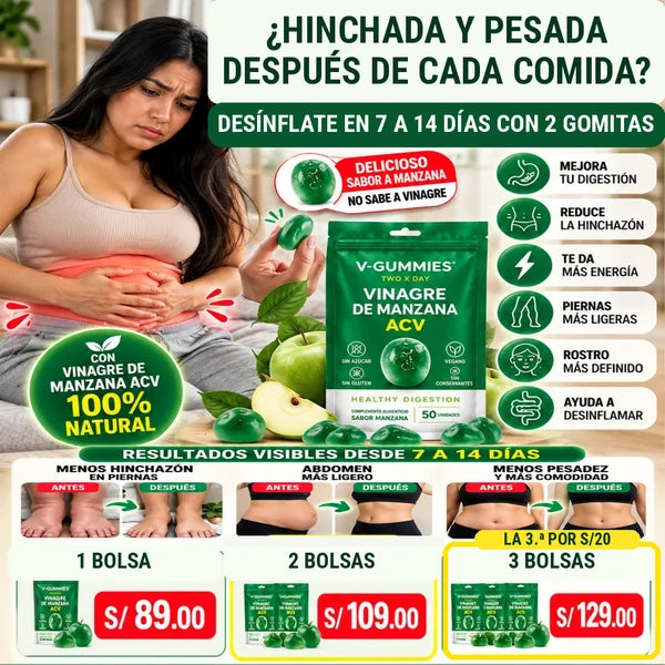 V-Gummies · Gomitas de vinagre de manzana con vitamina C y pectina · 50 gomitas