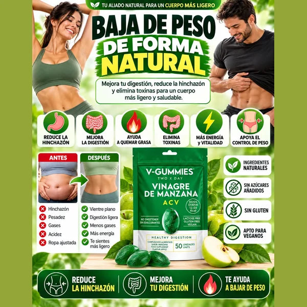 V-Gummies, gomitas de vinagre de manzana con vitamina C y pectina