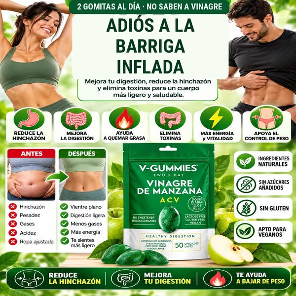 V-Gummies · Gomitas de vinagre de manzana con vitamina C y pectina · 50 gomitas