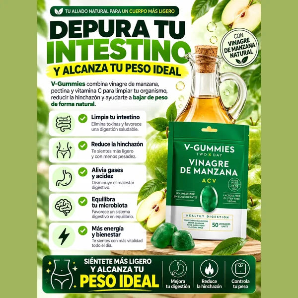 V-Gummies, gomitas de vinagre de manzana con vitamina C y pectina