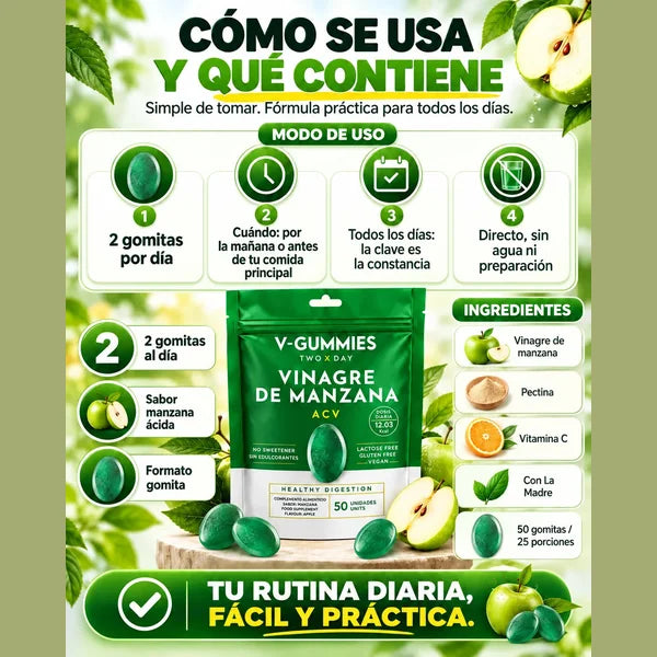 V-Gummies, gomitas de vinagre de manzana con vitamina C y pectina